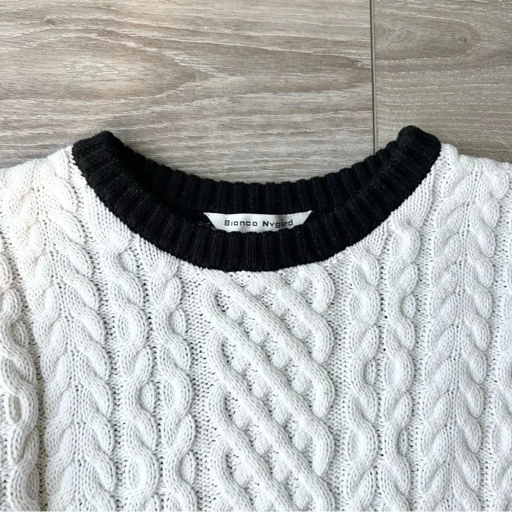 Bianca Nygard Cable Knit Patchwork Pullover Sweat… - image 5